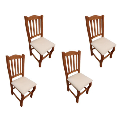 4 Sillas De Madera Acabado En Cera Comodas Y Resistentes Estructura De La Silla Cera Rustica Canon Asiento Hueso Diseño De La Tela Tactopiel | Meses sin interés
