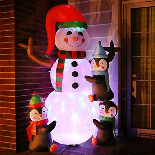 Muñeco De Nieve Inflable De Navidad Con Luz Led Giratoria Co