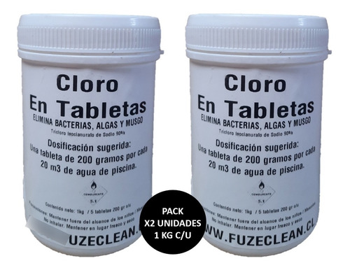 Cloro  En Tableta 1 Kg  X 2 Unidades