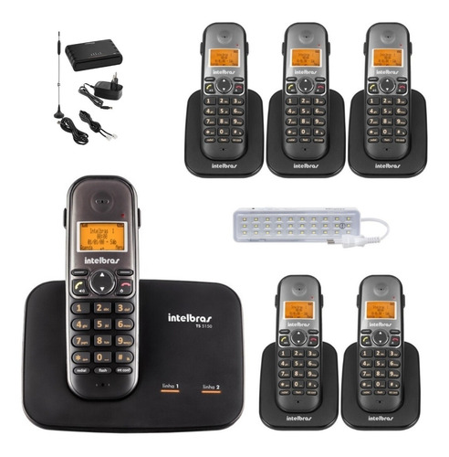 Kit Telefone Sem Fio Ts 5150 Com 5 Ramal Bina E Entrada Chip