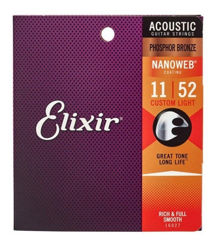 Cuerdas Guitarra Acústica 11/52 Elixir 16027 