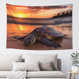 Adanti Sea Turtle Sunset Print Tapestry Decorative Wall Sof.