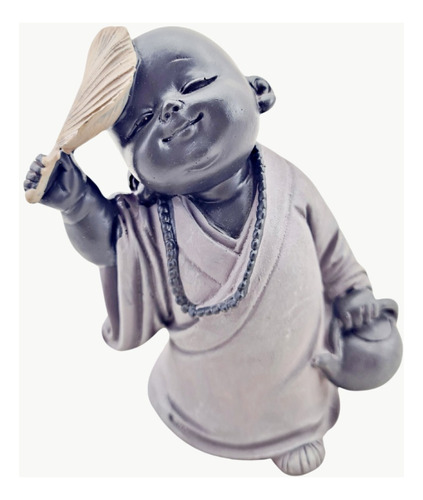 Niño Buda Bebe Abanico Figura Budismo Feng Shui Deco Zen Zn