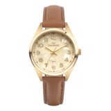 Relogio Technos Feminino Dourado De Couro Numeros 2036msa/0x