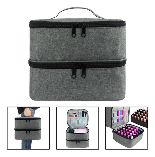 Bx) Kit De Maquillaje Bolsa De Cosmeticos Doble Capa Bolsa