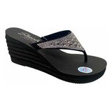 Sandalias Negro/plata Skechers Dama Tallas 23, 24, 25 Y 26mx