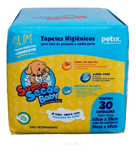 Tapete Higiênico Super Secão Baby Slim 30 Unds Petix