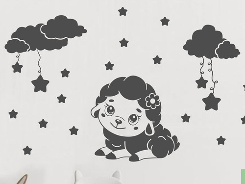 Vinilos Decorativos Infantil Oveja Bebes Nubes  Estrellitas