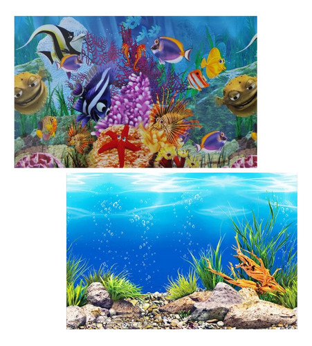 Painel Aquario 50x30cm Dois Lados Enfeite Mar Dory Coral
