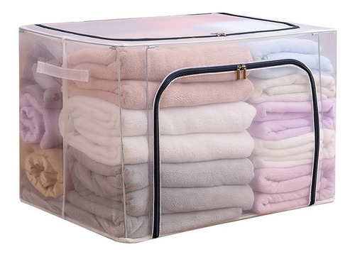 Caja Organizadora Para Ropa Transparente Soporte Metal 100lt