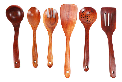 Juego De 6 Utensilios De Madera, Utensilio De Cocina Grande