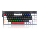 Teclado Gamer Redragon Magic Wand K635wbr-rgb Qwerty Redragon Brown Português Cor Preto E Branco E Vermelho Com Luz Rgb