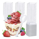 Pack 50 Vaso O Pocillo C/ Tapa 160 Ml Acrílico Postre Fiesta