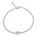 Pulsera Bolitas Plata 925  Con Estrella Mujer