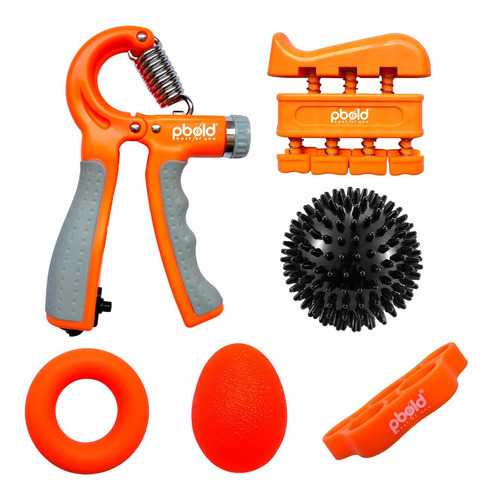 Kit Handgrip Ejercitador Terapia Ejercicio Recuperacion Mano Color Naranja