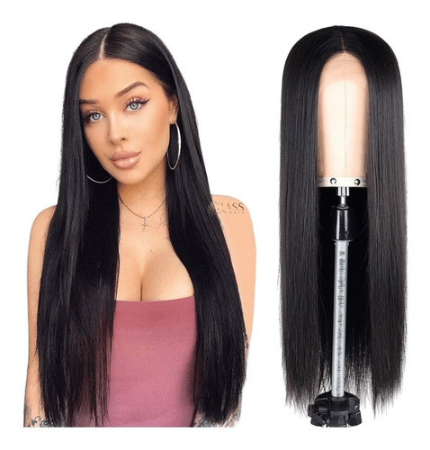 Peruca Fronte Lace Wig Fibra Orgânica Japonesa Lisa Ondulada