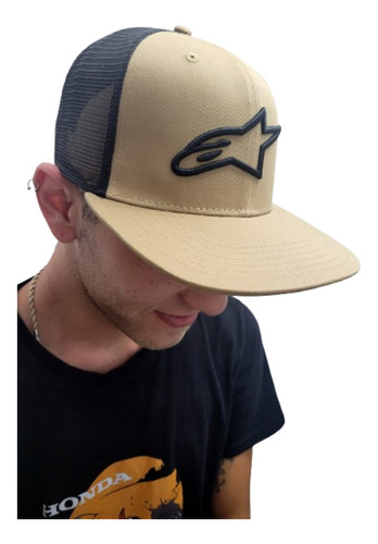 Gorra Alpinestars Corp Trucker Sand/black Original -motordos