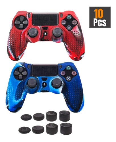 Ps4 Funda Texturizada Kit Silicona + Caps (8pcs)