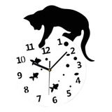 Reloj Colgante Silencioso Reloj De Pared De Gato Con Peces