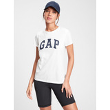 Polera Mujer Gap Manga Corta Logo Blanco