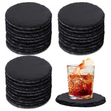 60 Pieces Round Slate Coasters Bulk 4 X 4 Inch Black Slat...