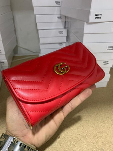Billetera En Cuero Para Mujer Calzado Guerreros Agm-016 Rojo 