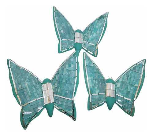 3 Mariposas Decorativas Para Hogar Pared Jardín Cerámica 
