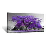 Impresiones Lienzo Árbol Morado Cuadro De Pared Enmarc...