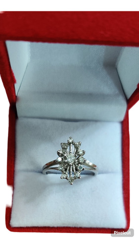 Anillo Cintillo Compromiso Aniversario Oro Blanco Brillantes