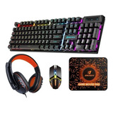 Kit Gamer Teclado, Mouse, Diadema Y Mousepad Jertech Ct-04