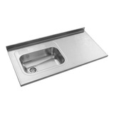 Mesada De Cocina Acero 1.20x61 Bacha Simpl Johnson Izquierda