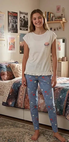 Pijama Manga Corta Pantalón Niña Adolescente 73037 Skiny