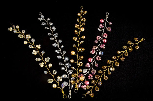 Tocado Tiara Diadema Novia Xv Años Comunión Bautizo Rosa