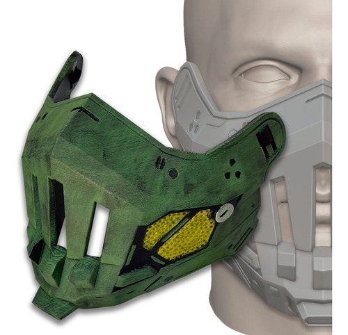 Mascara Cyber Chief - Halo Spartan Tactico Cyberpunk 3d Ktsr