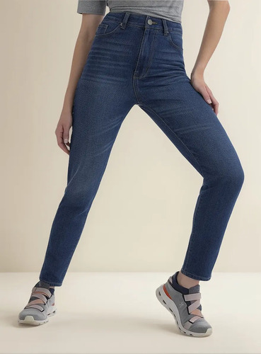 Pantalon De Mezclilla Dama Mom Jeans Premium Casual Mujer