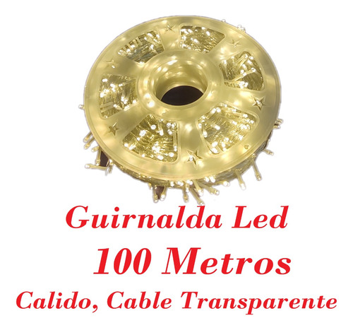 Luces Led Calido 100 Metros Decoracion Navidad Rollo 100 Mts