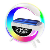 Luminária G Caixa De Som Relógio Carregador Indução Premium