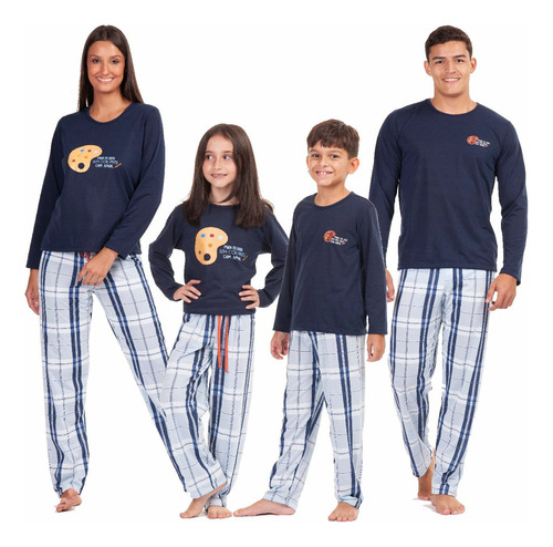 Kit 3 Pijama De Frio Família Oferta Pai,mãe & Filha Ou Filho