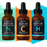 Kit 3 Serum Vitamina C + Suero Acido Hialuronico + Serum Niacinamida Quotidien Essential Moments Los Esenciales  Cuidado Facial Para Todo Tipo De Piel
