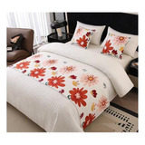 Piecera De Cama Bordada Decorativa Diseño Floral 60x200cm Q5