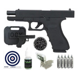 Pistola Pressão Co2 Glock G17 4.5 Chumbinho E Bbs + Kit Pro