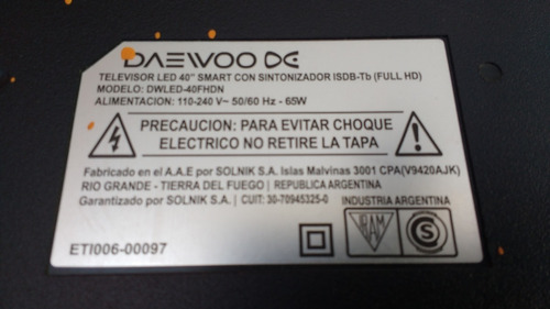 Repuestos Daewoo Dwled 40fhdn ¡consultar Antes De Ofertar!