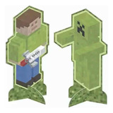 Decoração De Mesa Mini Pixel Minecraft 8 Unidades - Junco