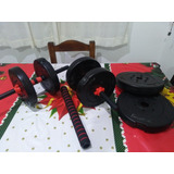 Kit Mancuernas Y Barra Con Tope A Rosca+20 Kg Discos Pvc