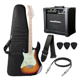 Kit Guitarra Canhota Strinberg Sts100 Lh + Amplificador