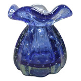 Centro De Mesa Murano Azul Marinho E Âmbar 10cm Trouxinha