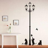 Vinil Decorativo Farola Gatitos Jugando 1.5 Mts Alto