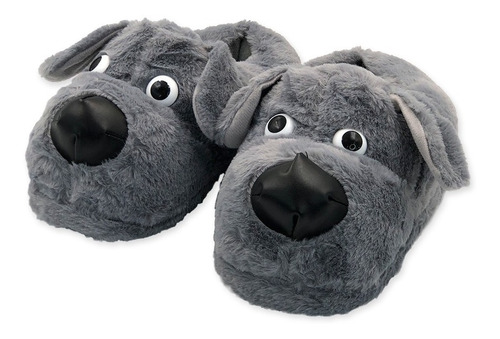 Pantufa Unissex Adulto Infantil Dog Cinza Tam Un Confortavel