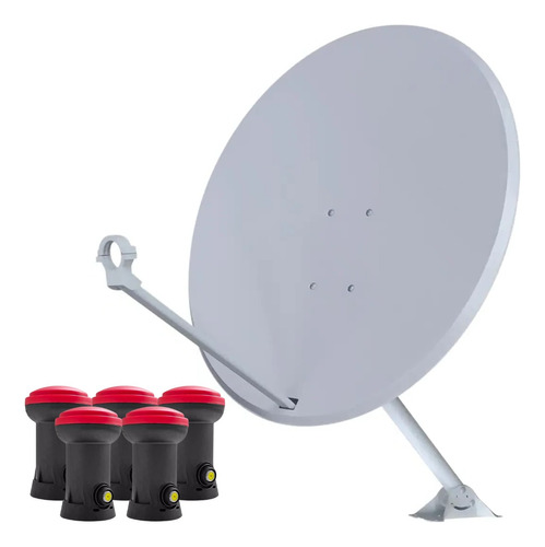 5 Antena Digital Chapa Parabolica 75cm Ku + 5 Lnbf Simples