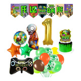 Combo Globos Plantas Vs Zombies Numero Banderín Toppers